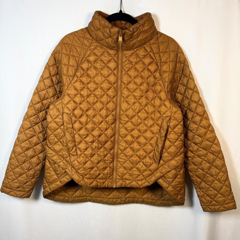 Athleta Camel Quilted Featherless Whisper Jacket Women's Medium Petite